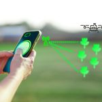 A close-up of a person holding a smartphone with a green icon that says "Smart" and other abstract green graphics in the air beside it.